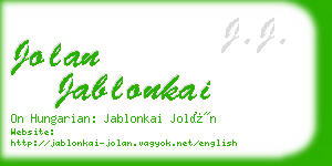 jolan jablonkai business card